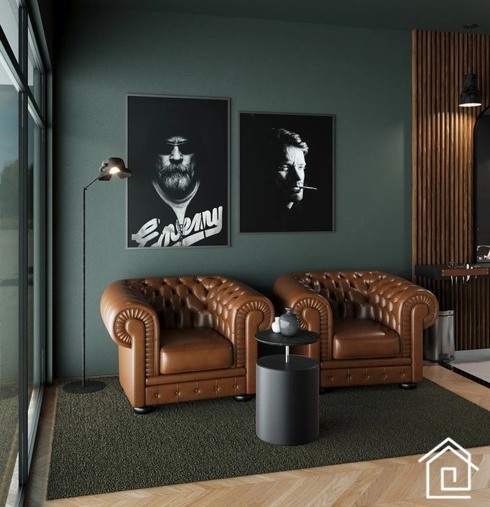 سالن پذیرش آرایشگاه با تابلو و صندلی