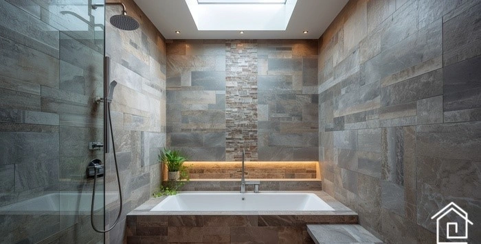 نمونه پروژه بازسازی حمام با سنگ و سرامیک مدرن