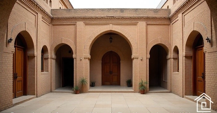 مرمت و بازسازی خانه سنتی در اصفهان با حیاط مرکزی و درهای چوبی