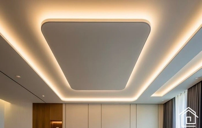 سقف PVC با نور مخفی در پذیرایی